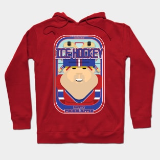 Ice Hockey Red and Blue - Faceov Puckslapper - Sven version Hoodie